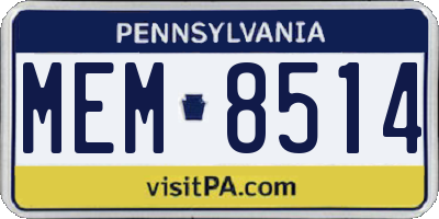 PA license plate MEM8514