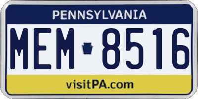 PA license plate MEM8516