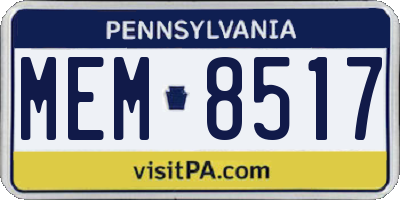 PA license plate MEM8517