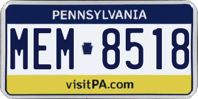 PA license plate MEM8518