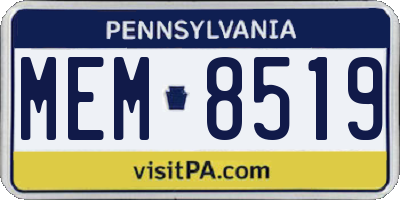 PA license plate MEM8519