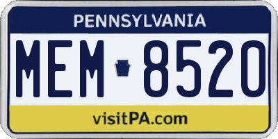 PA license plate MEM8520