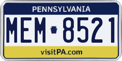 PA license plate MEM8521
