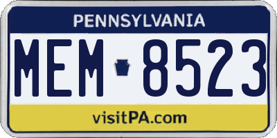 PA license plate MEM8523