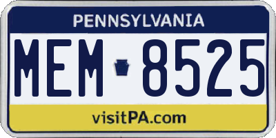 PA license plate MEM8525