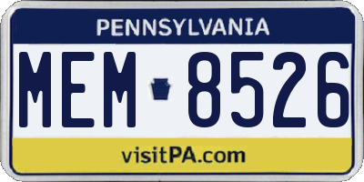PA license plate MEM8526