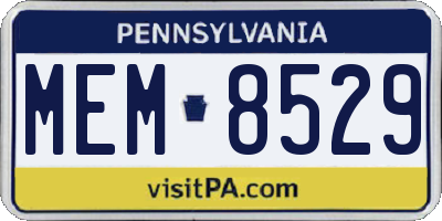 PA license plate MEM8529