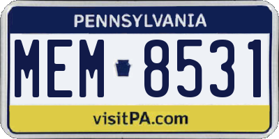 PA license plate MEM8531