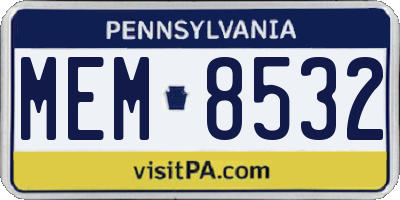PA license plate MEM8532