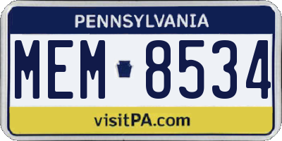 PA license plate MEM8534