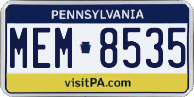 PA license plate MEM8535