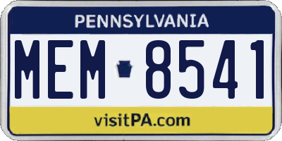 PA license plate MEM8541