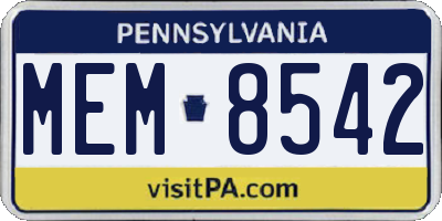 PA license plate MEM8542