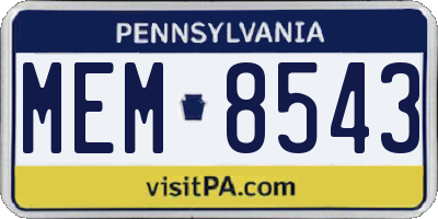 PA license plate MEM8543