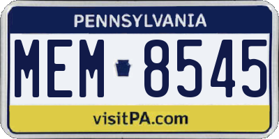 PA license plate MEM8545