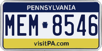 PA license plate MEM8546