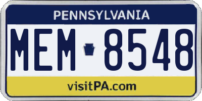 PA license plate MEM8548