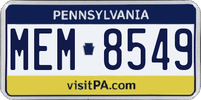 PA license plate MEM8549