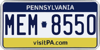 PA license plate MEM8550