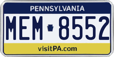 PA license plate MEM8552