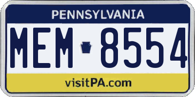 PA license plate MEM8554