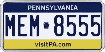 PA license plate MEM8555