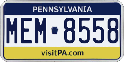 PA license plate MEM8558