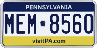 PA license plate MEM8560