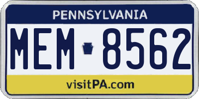 PA license plate MEM8562