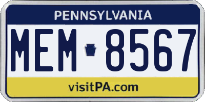 PA license plate MEM8567