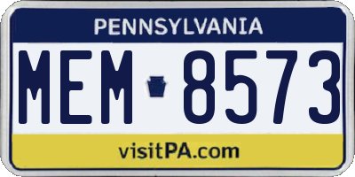 PA license plate MEM8573