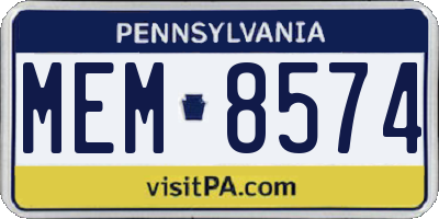 PA license plate MEM8574