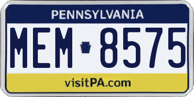 PA license plate MEM8575