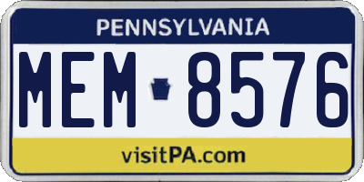 PA license plate MEM8576