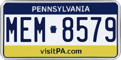 PA license plate MEM8579