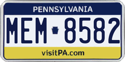 PA license plate MEM8582