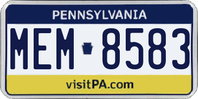 PA license plate MEM8583