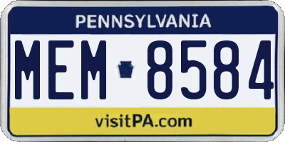 PA license plate MEM8584