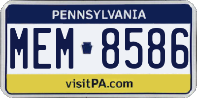 PA license plate MEM8586