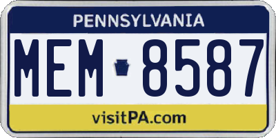 PA license plate MEM8587