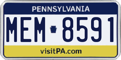 PA license plate MEM8591