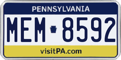 PA license plate MEM8592
