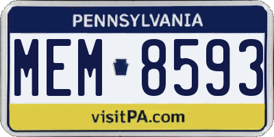 PA license plate MEM8593
