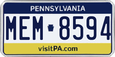 PA license plate MEM8594