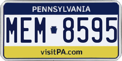 PA license plate MEM8595