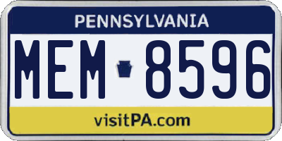 PA license plate MEM8596