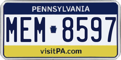 PA license plate MEM8597