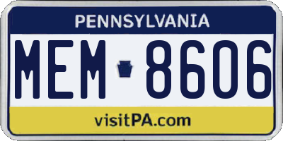 PA license plate MEM8606