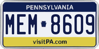 PA license plate MEM8609