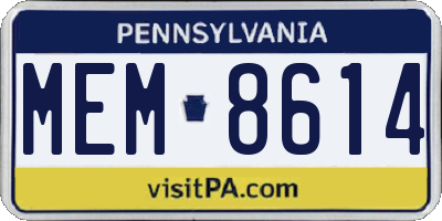 PA license plate MEM8614